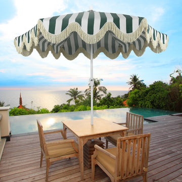 Collins 9 ft. Classic Cottage Tassel Market Patio Umbrella
